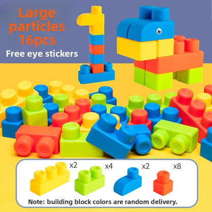 Large Particles Can Chew Soft Rubber Building Blocks for Children's Early Education Puzzle DIY Assembling Blocks