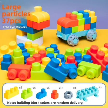 Large Particles Can Chew Soft Rubber Building Blocks for Children's Early Education Puzzle DIY Assembling Blocks