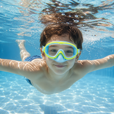 Wide View Swim Goggles with Nose Cover