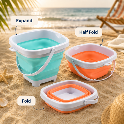 Beach Sand Play Set with Folding Bucket