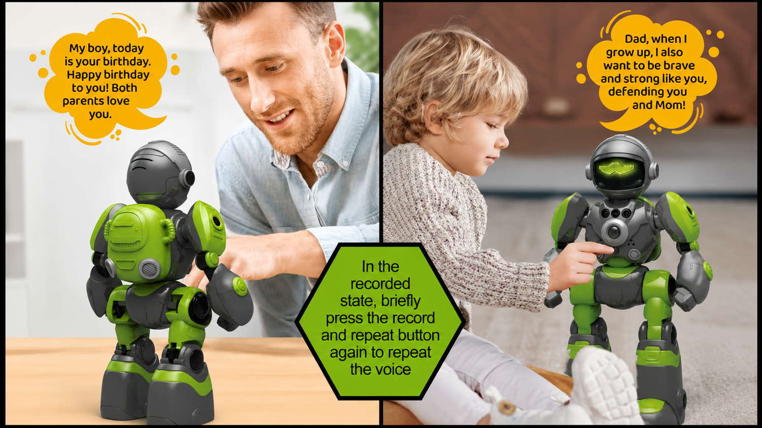 Two children playing with a robot toy, perfect birthday gift for kids aged 2-13