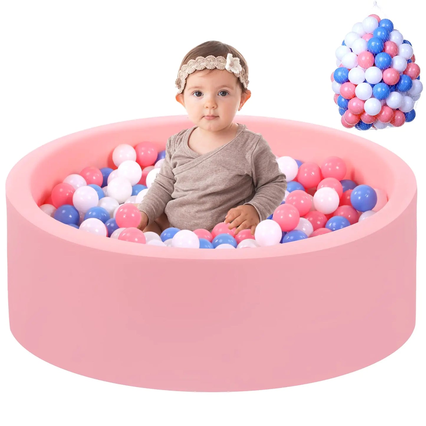 Toddler Foam Ball Pit with 100 Soft Balls