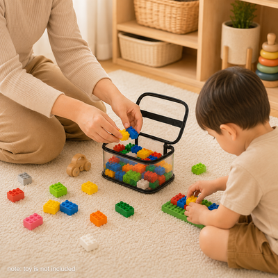 building block organizer, puzzle storage case, zipper toy bag, portable toy organizer, foldable storage bag, large capacity toy organizer, kids storage solution, building brick storage