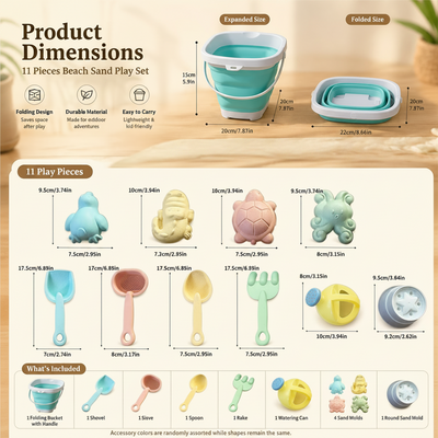 Beach Sand Play Set with Folding Bucket