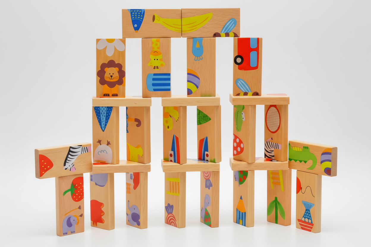 Animal Domino Wooden Puzzle Set