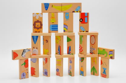 Animal Domino Wooden Puzzle Set