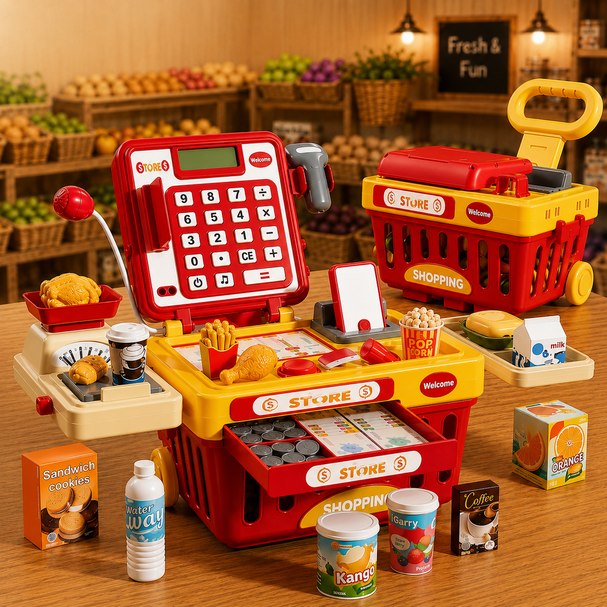 SmartCart Kids Cash Register Toy Set with Scanner & Shopping Cart