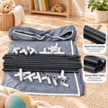 Close-up of the baby playpen's rust-proof coated metal frame tubes and connectors