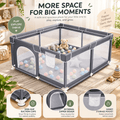 Baby playpen features: non-slip suction cups, external zipper design, and handy storage pocket