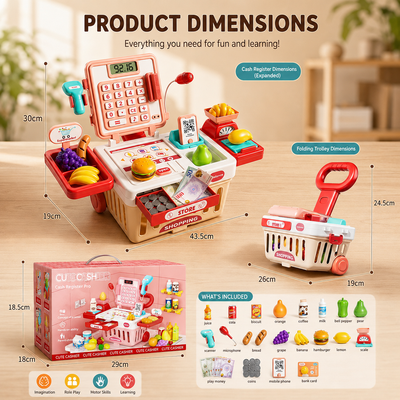 SmartCart Kids Cash Register Toy Set with Scanner & Shopping Cart