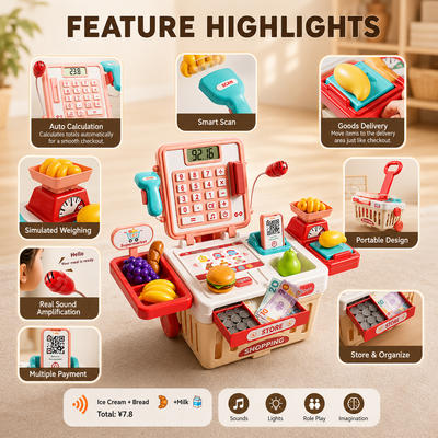 SmartCart Kids Cash Register Toy Set with Scanner & Shopping Cart