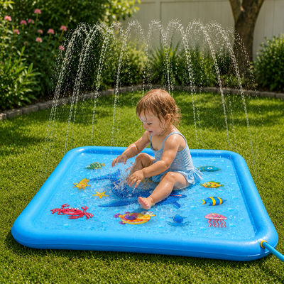 kids splash pad, outdoor sprinkler for toddlers, inflatable wading pool