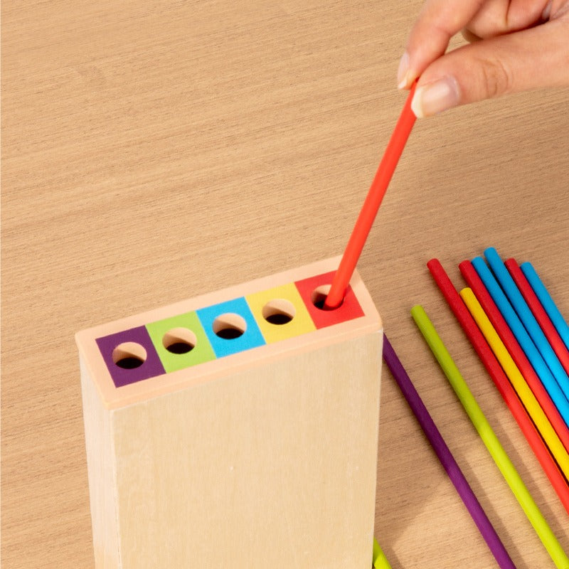 rainbow-stick-tower-wooden-ball-drop-toy_5 - counting principles introduction to toddlers and pre schoolers