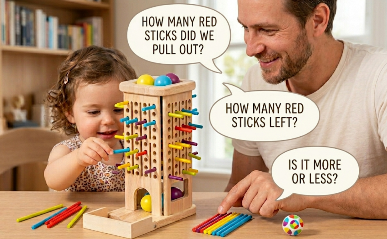 rainbow-stick-tower-wooden-ball-drop-toy_5 - counting principles introduction to toddlers and pre schoolers aged 3 years old and above