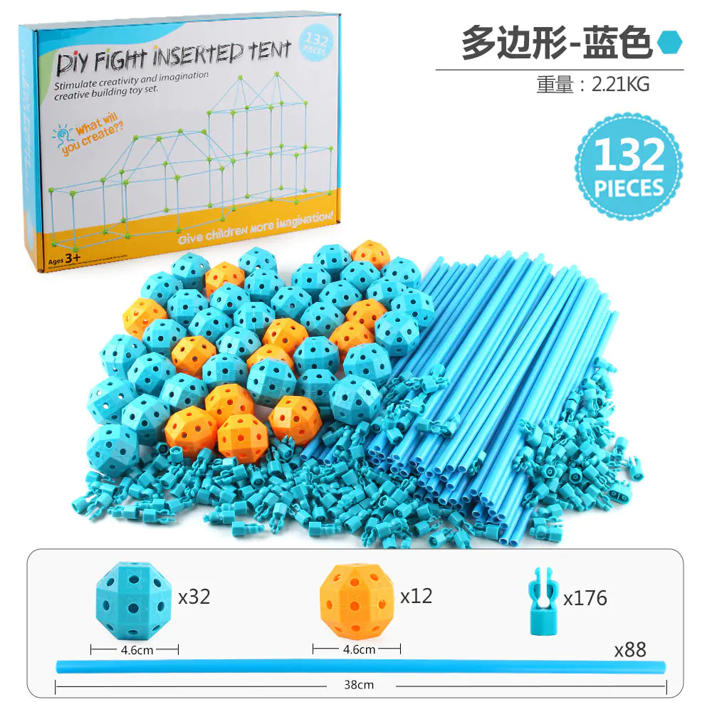 Kids DIY Building Castle Tent Toy with Blocks Game House