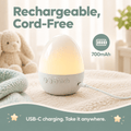 Rechargeable baby sleep soother with USB-C charging cable and 700mAh battery