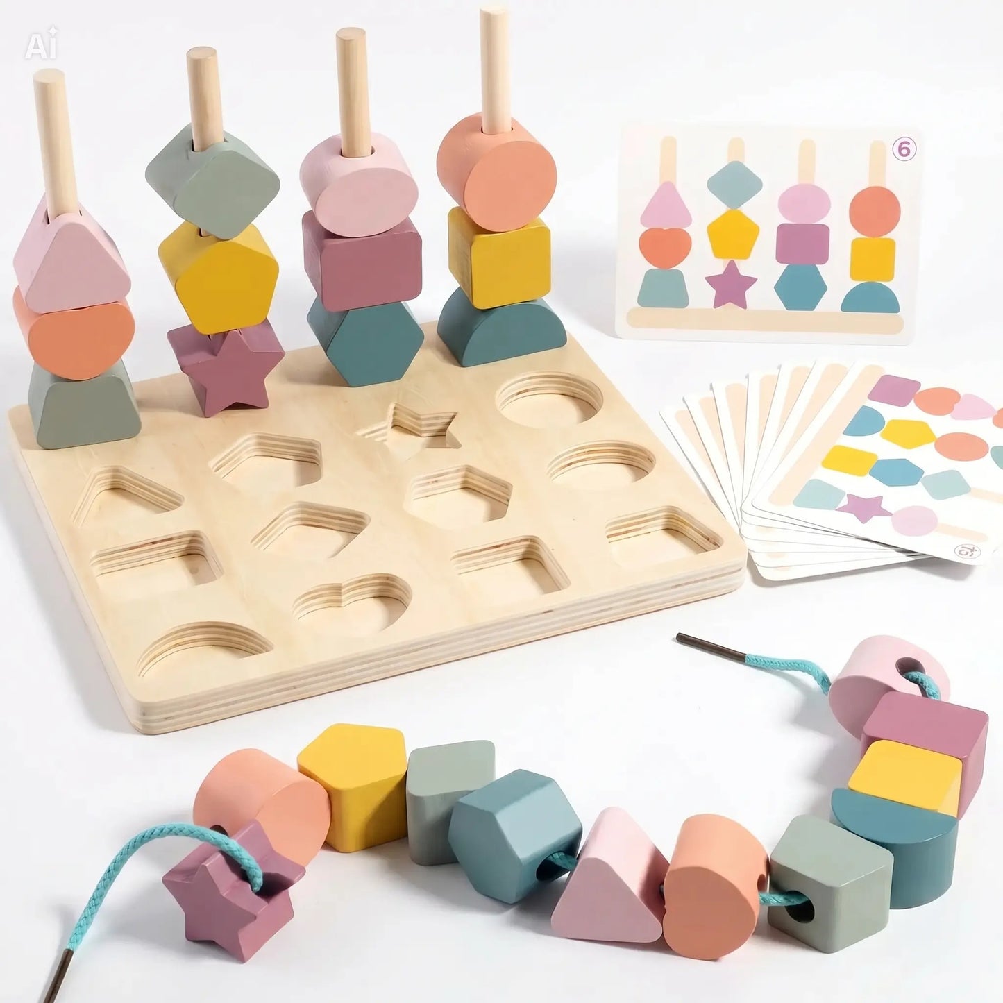 Wooden Shape Stacking & Pattern Matching Board