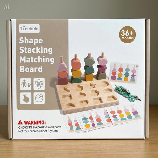 Wooden Shape Stacking & Pattern Matching Board