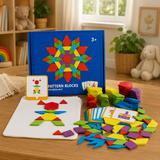 155-Piece Wooden Pattern Block Puzzle Set