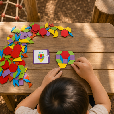 155-Piece Wooden Pattern Block Puzzle Set