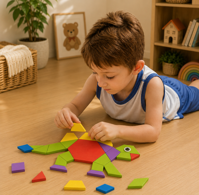 155-Piece Wooden Pattern Block Puzzle Set