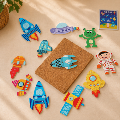 Wooden Hammer & Nail Cork Board Puzzle